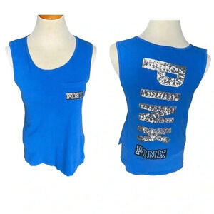 PINK Victoria’s Secret Blue Silver Sequin Tank with Pocket Size XS